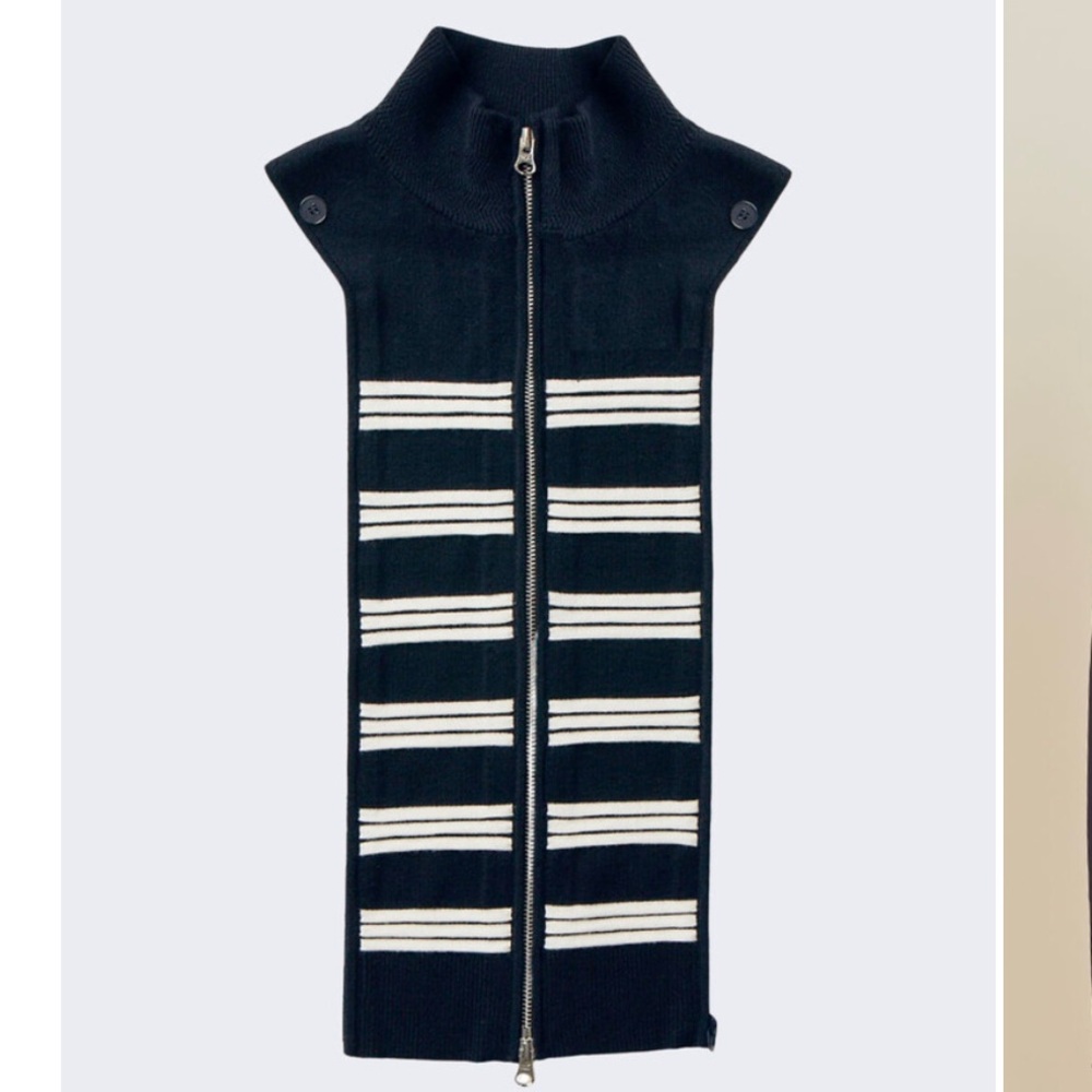 NWOT $278 Veronica Beard Persah Navy white striped wool Dickey jacket insert